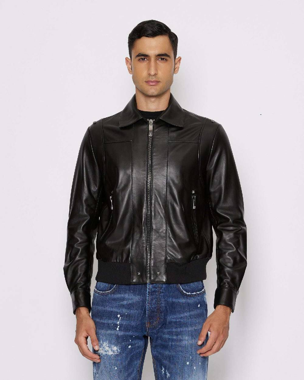 John Richmond Giacca in 100% pelle con chiusura con zip Affare Del Giorno