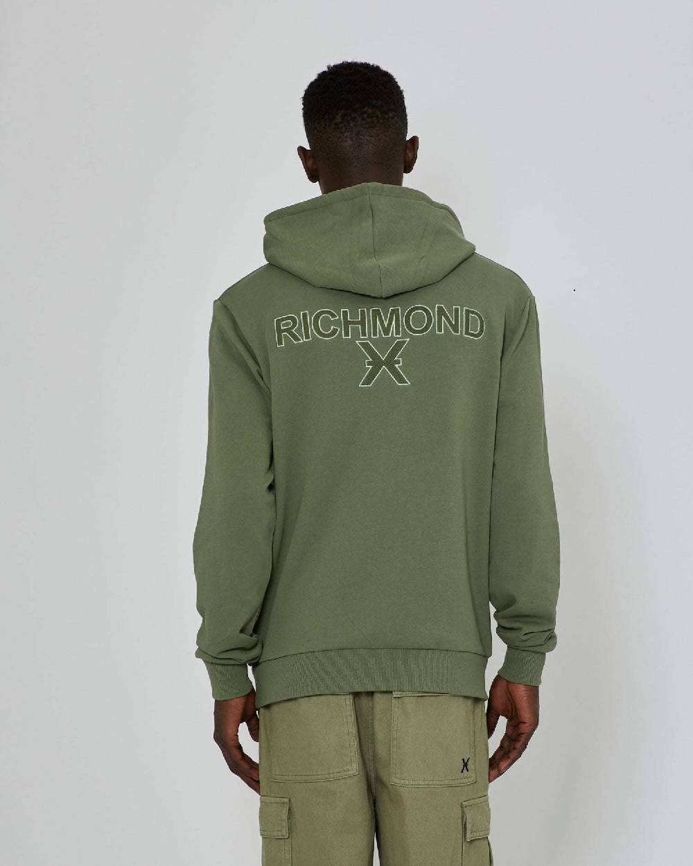 John Richmond Felpa con cappuccio e stampa sul retro Outlet