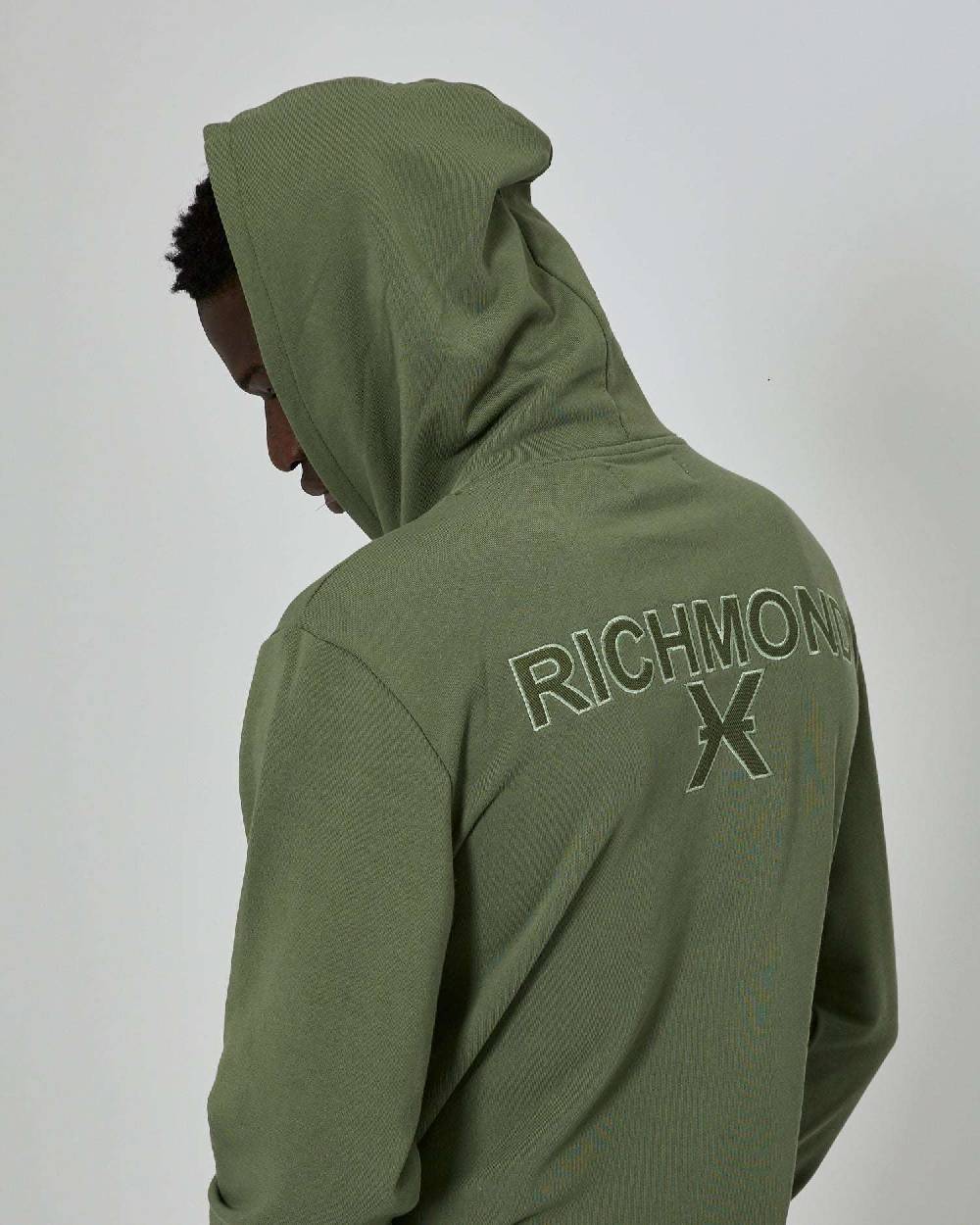 John Richmond Felpa con cappuccio e stampa sul retro Outlet
