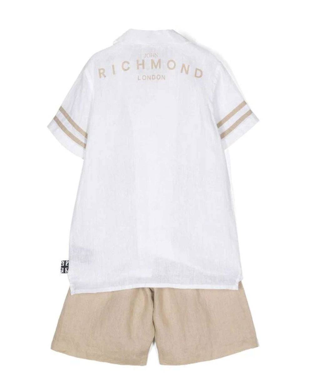 John Richmond kids Completo camicia con logo e bermuda Pezzi Unici