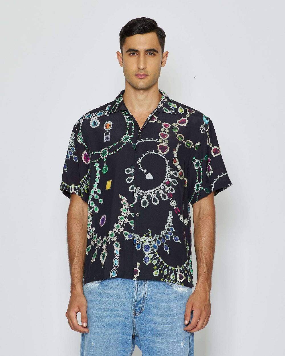 John Richmond Camicia con pattern tone sur tone Vendita Calda