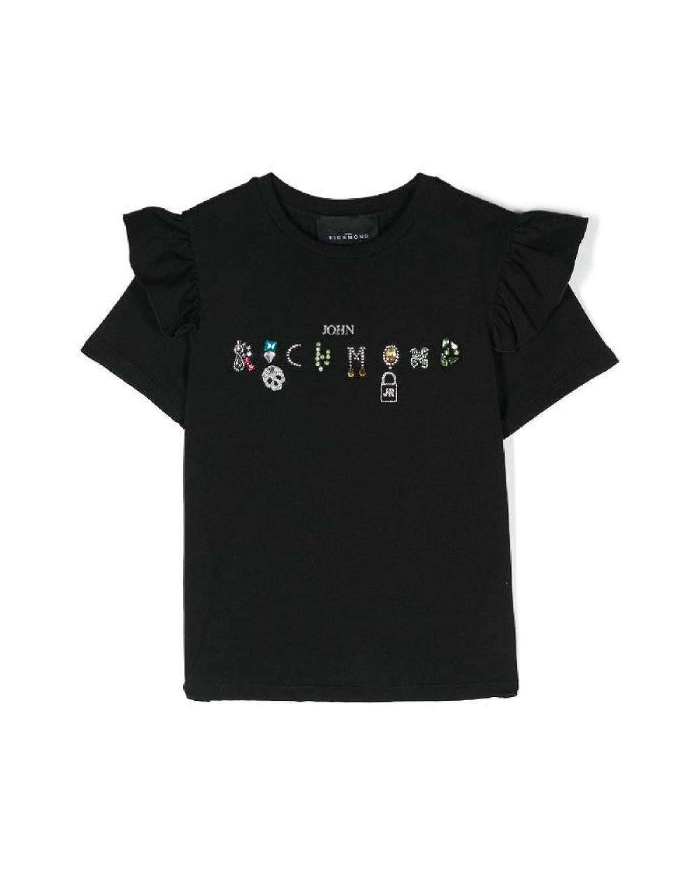 John Richmond kids T-shirt con logo sul davanti Presa