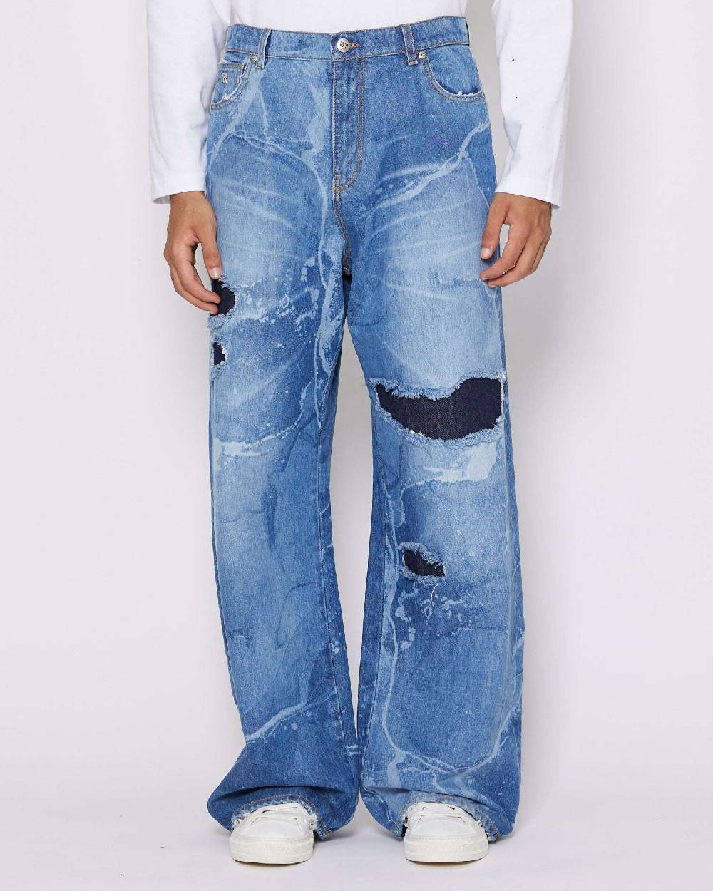 John Richmond Jeans gamba larga con strappi sul davanti Qualità Garantita
