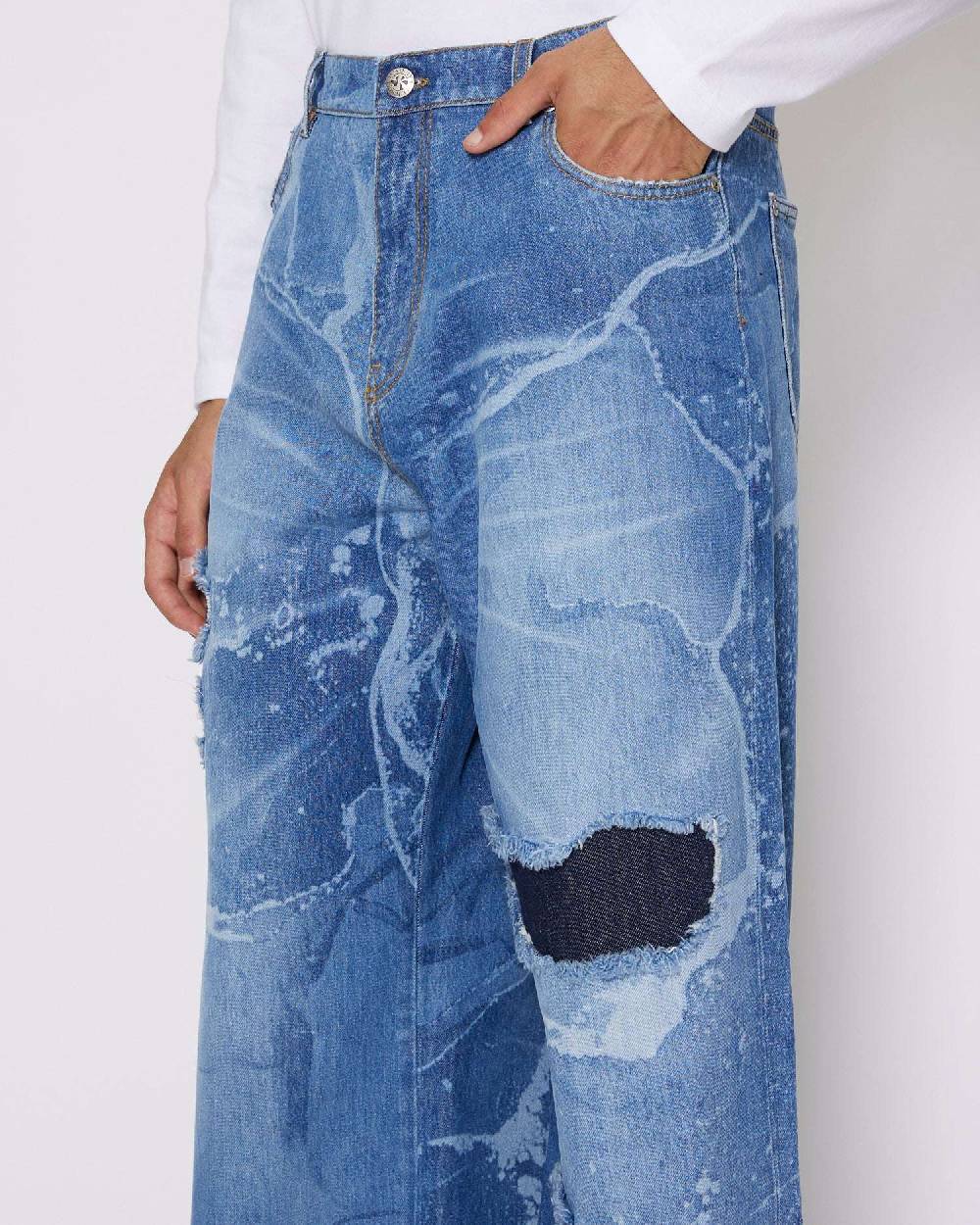 John Richmond Jeans gamba larga con strappi sul davanti Qualità Garantita