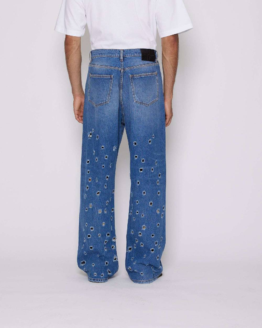 John Richmond Jeans gamba larga con fori metallici sul davanti Shopping Online