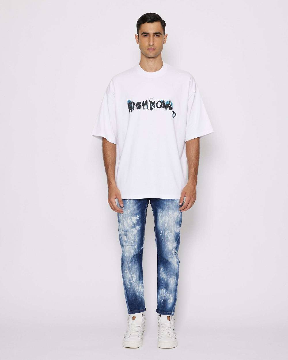 John Richmond Jeans slim con strappi sul davanti bleaching effect Affare Del Giorno