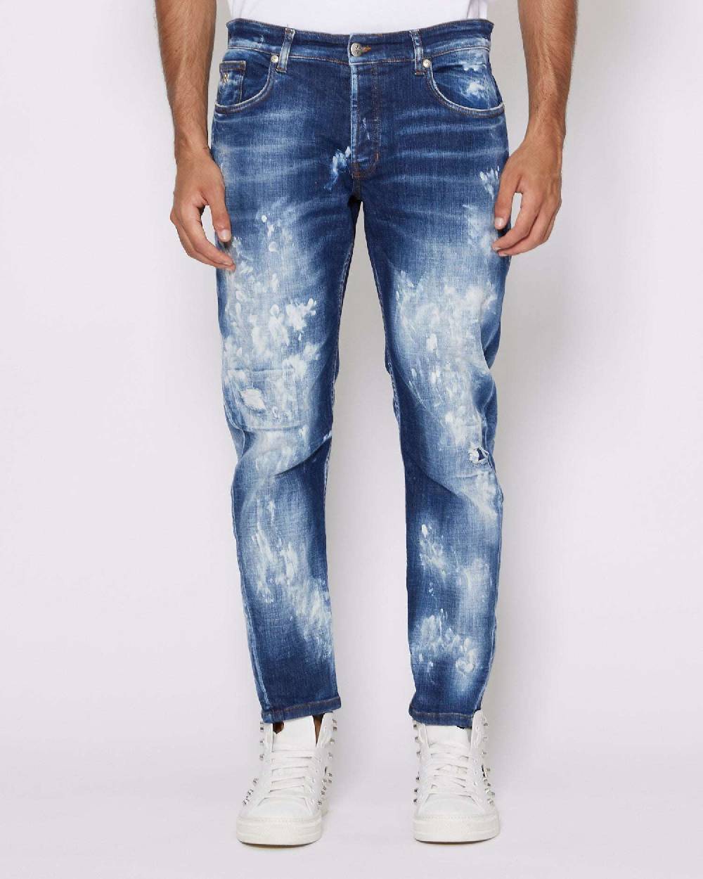 John Richmond Jeans slim con strappi sul davanti bleaching effect Affare Del Giorno