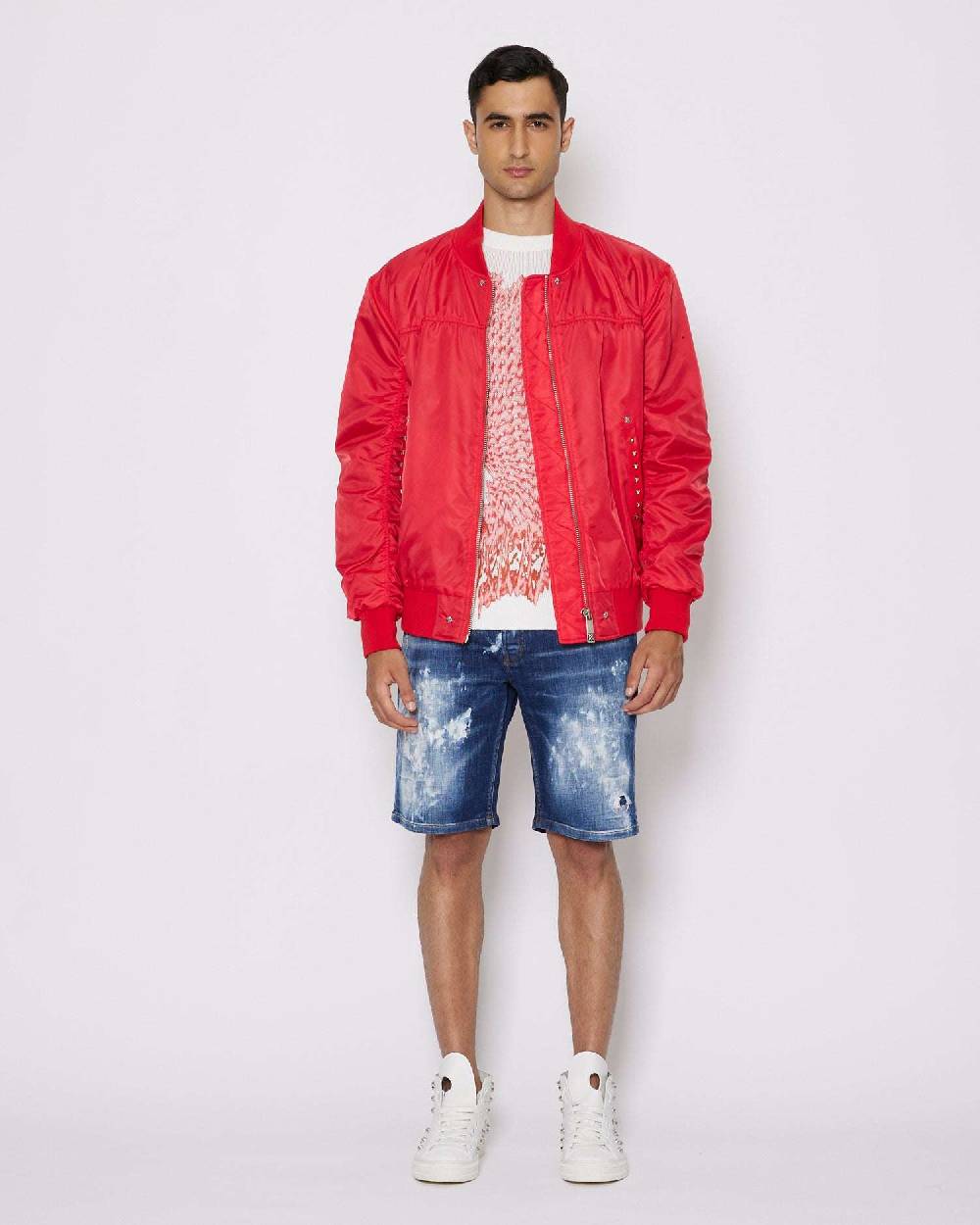 John Richmond Bermuda in denim con lacerazioni effetto used Offerte
