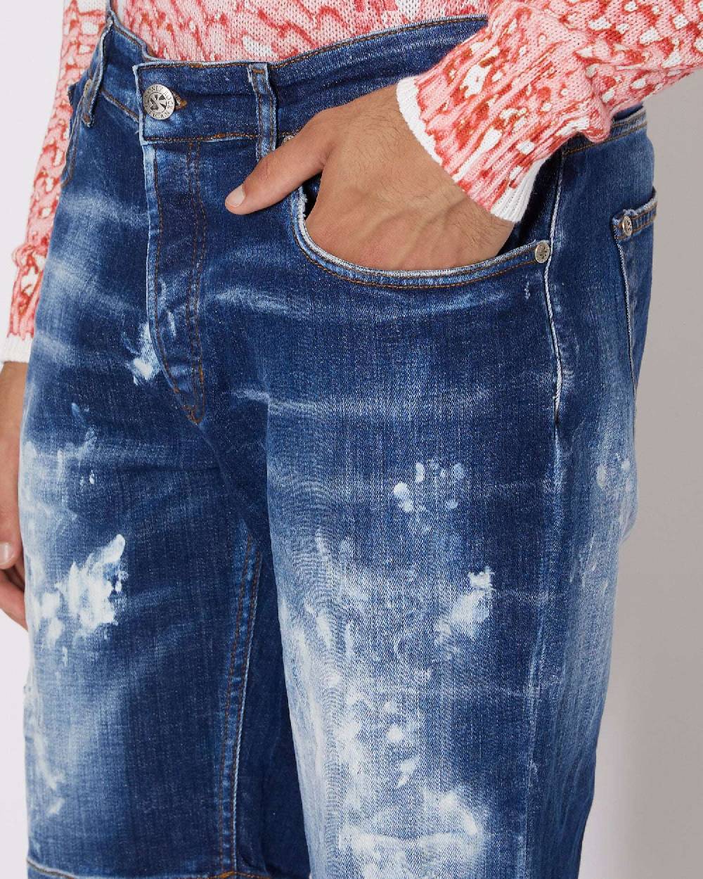 John Richmond Bermuda in denim con lacerazioni effetto used Offerte