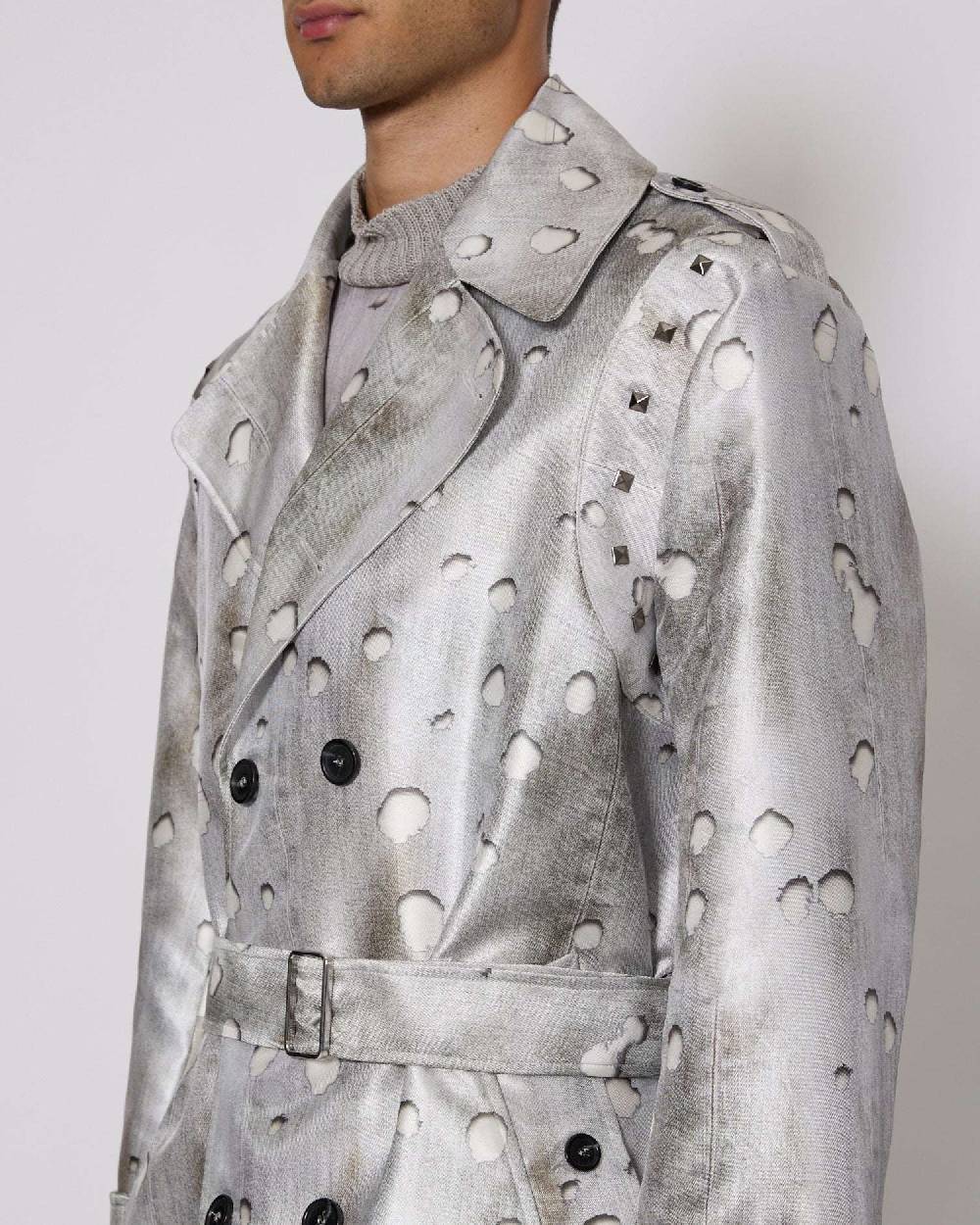 John Richmond Trench con motivo ton sur tone Vendite Flash