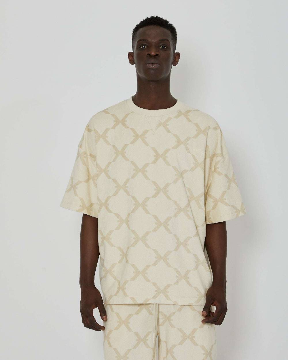 John Richmond T-shirt over con pattern ton sur ton Prezzo Ridotto