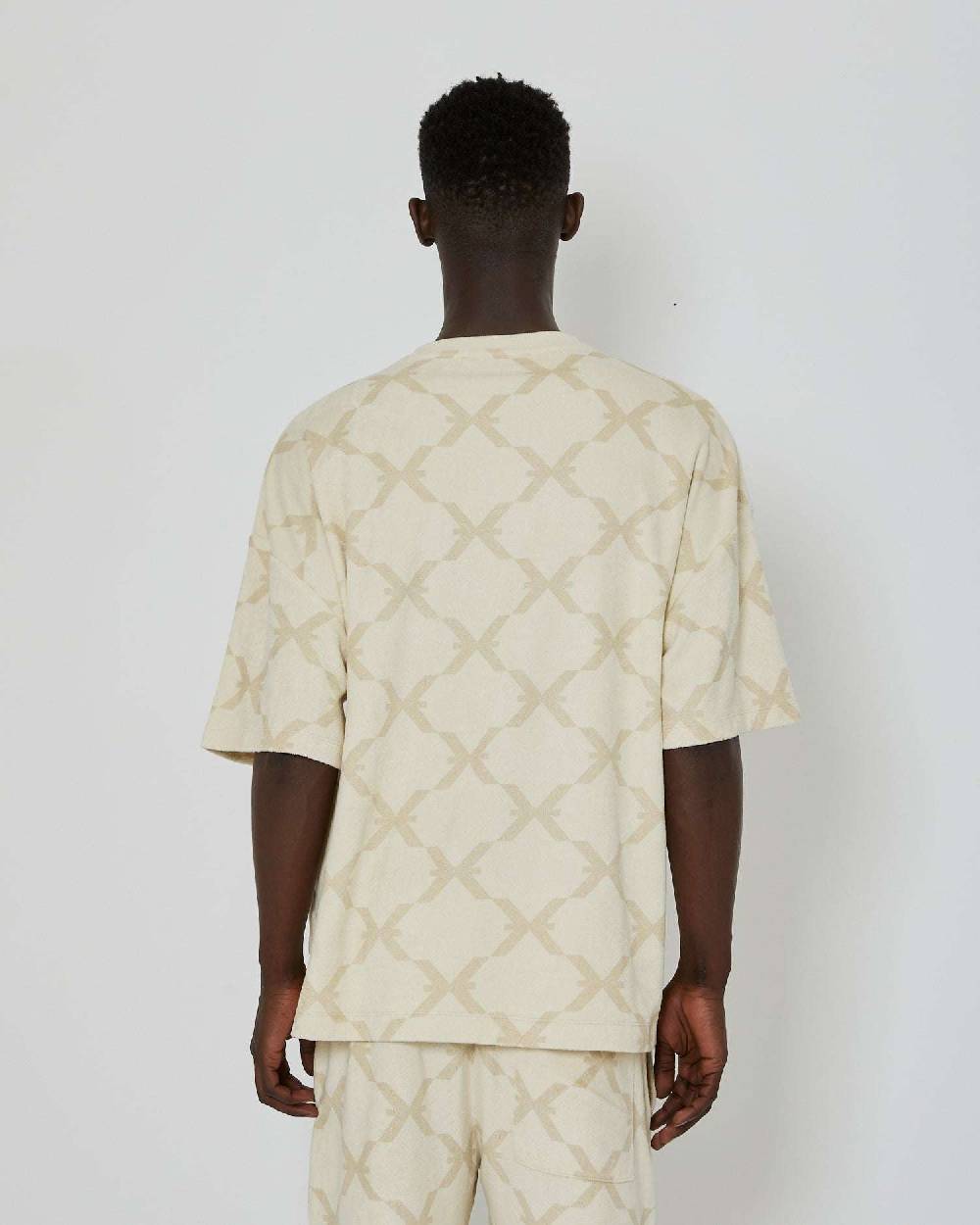 John Richmond T-shirt over con pattern ton sur ton Prezzo Ridotto
