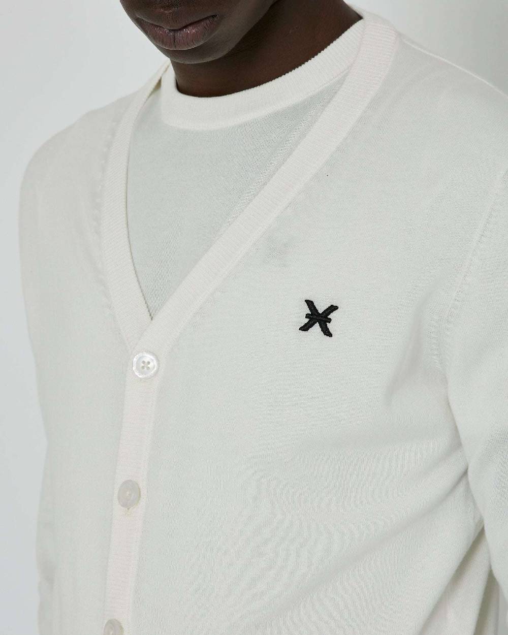 John Richmond Cardigan con logo a contrasto sul davanti e banda bicolor sul retro Vendita Calda