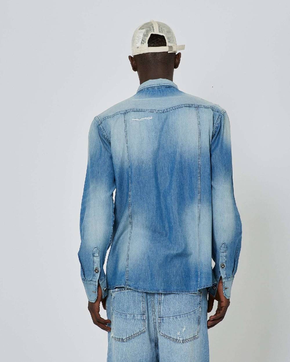 John Richmond Camicia in denim effetto strappato Offerta speciale della fabbrica