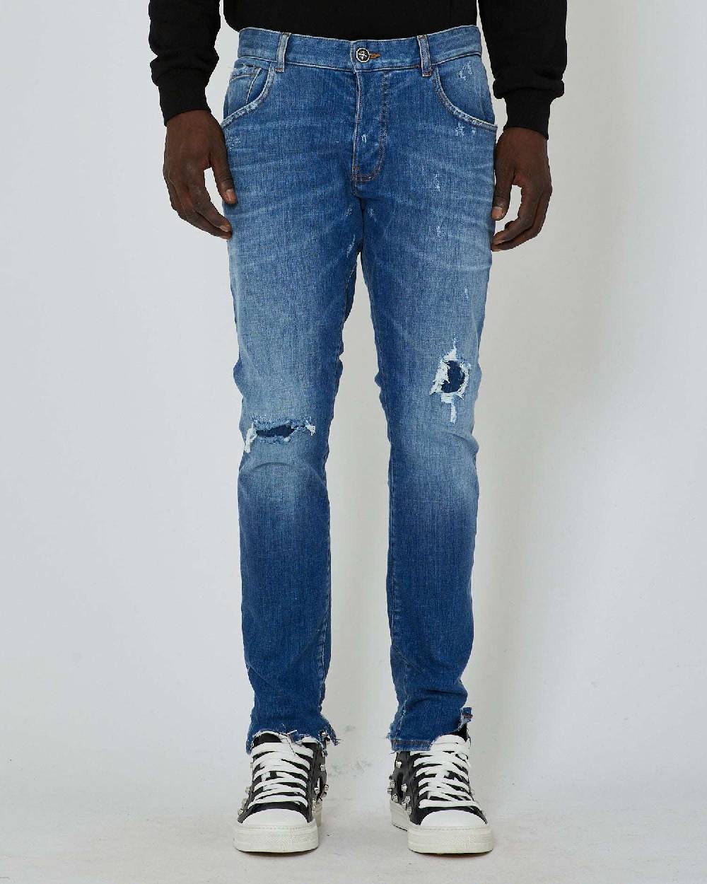 John Richmond Jeans slim con strappi sul davanti Consegna Veloce