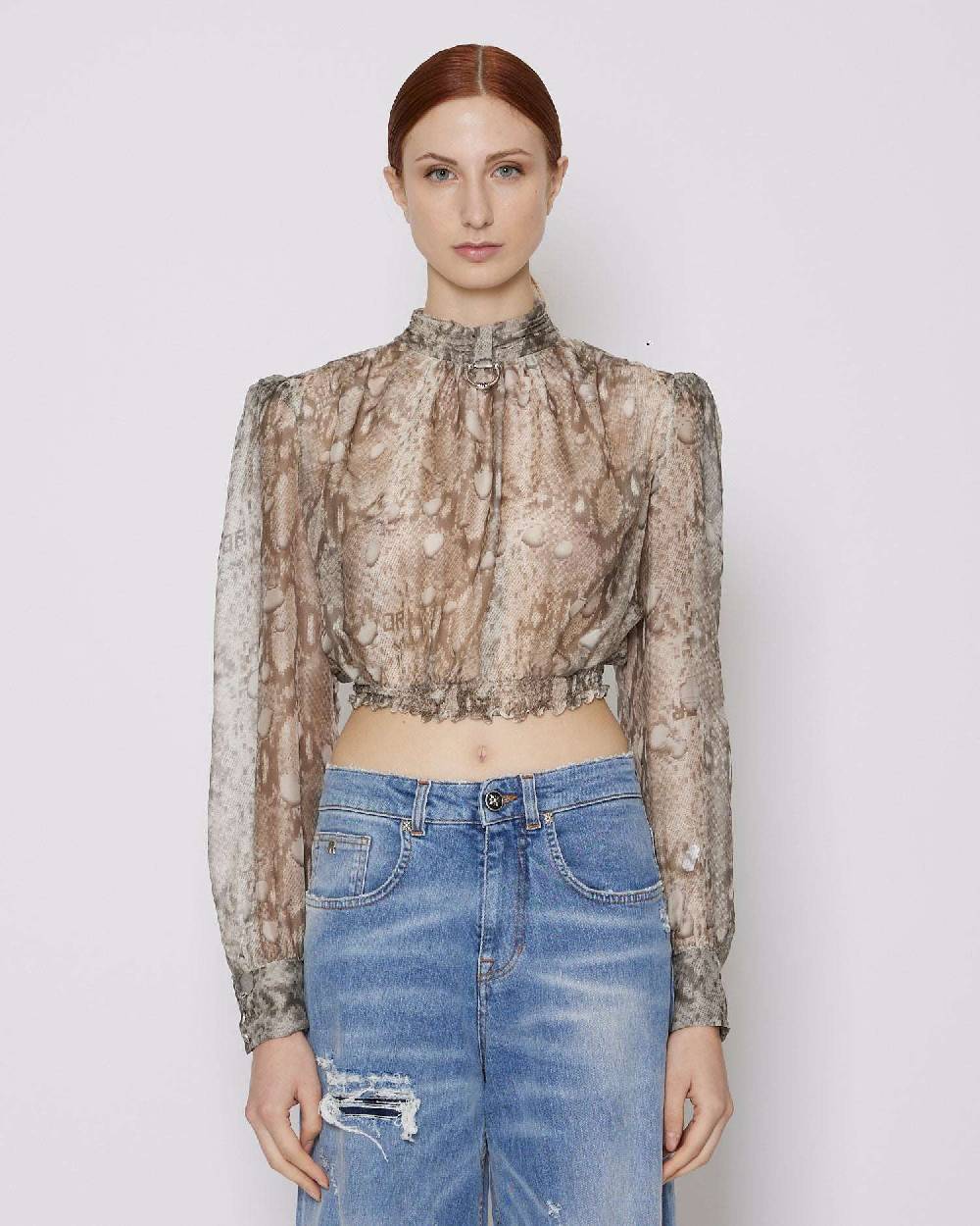 John Richmond Blusa crop con pattern Enormi sconti