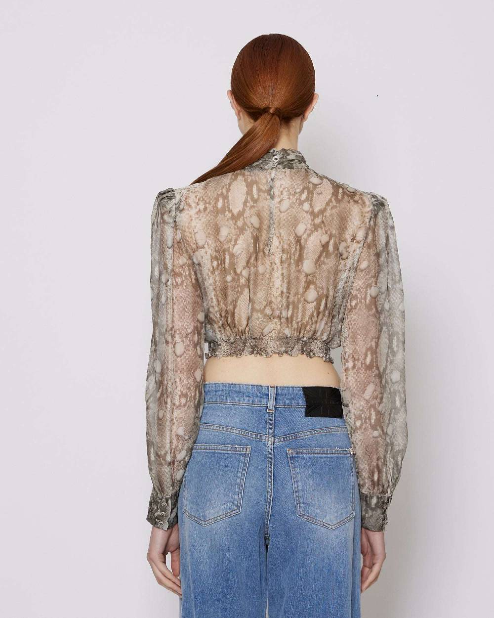 John Richmond Blusa crop con pattern Enormi sconti