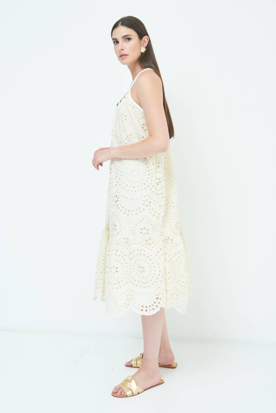 Kikisix ABITO SANGALLO CON MONETE BEIGE In Vendita