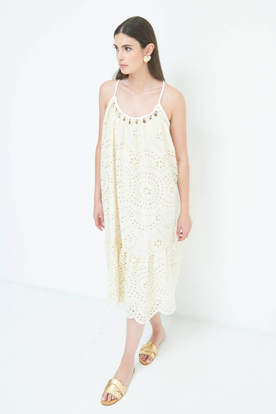 Kikisix ABITO SANGALLO CON MONETE BEIGE In Vendita