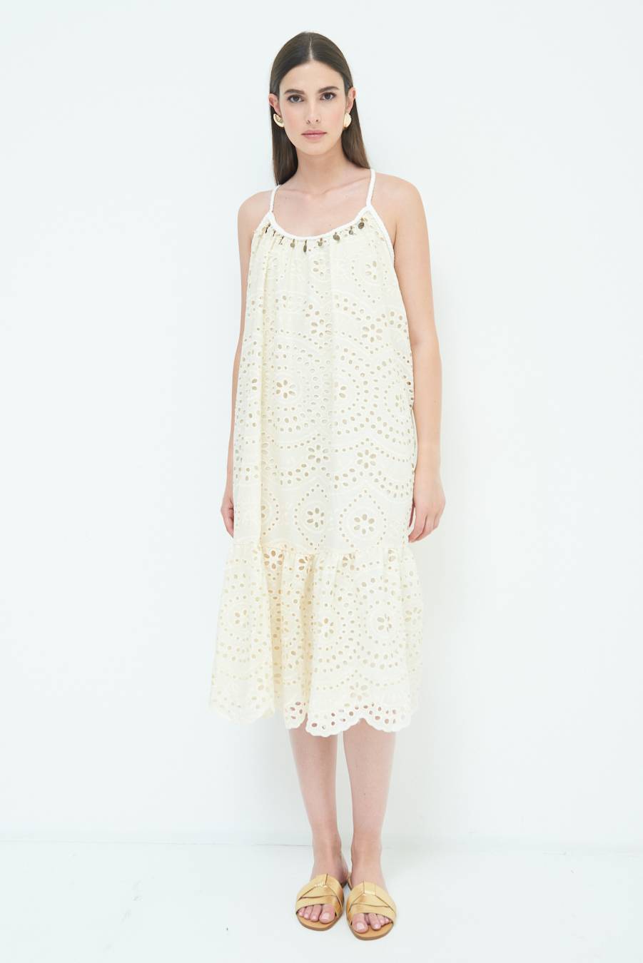 Kikisix ABITO SANGALLO CON MONETE BEIGE In Vendita