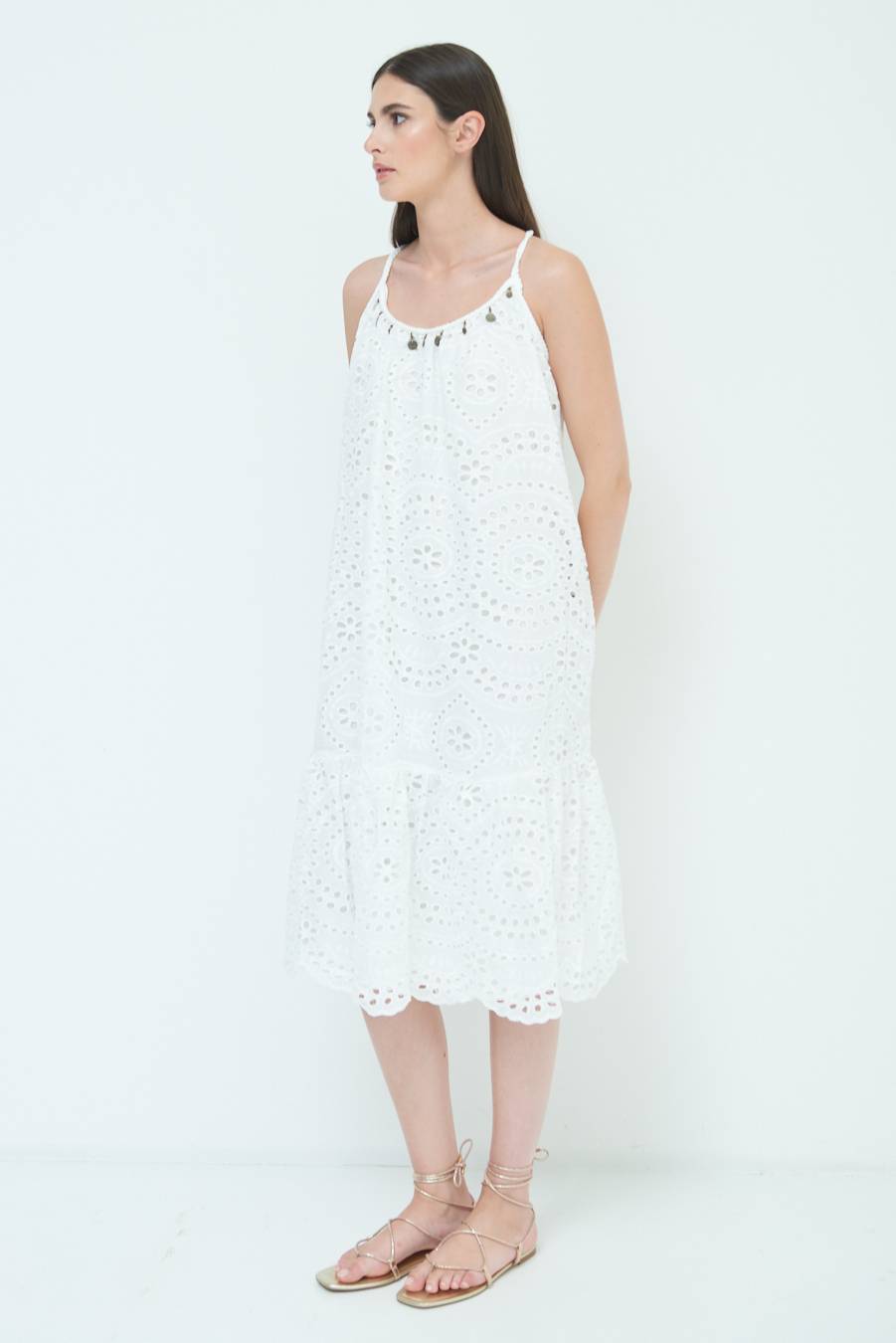 Kikisix ABITO SANGALLO CON MONETE BIANCO Saldi