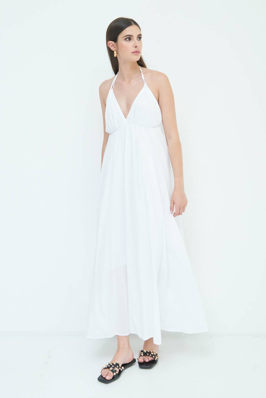 Kikisix ABITO LUNGO INCROCIATO DIETRO BIANCO Latest fashion
