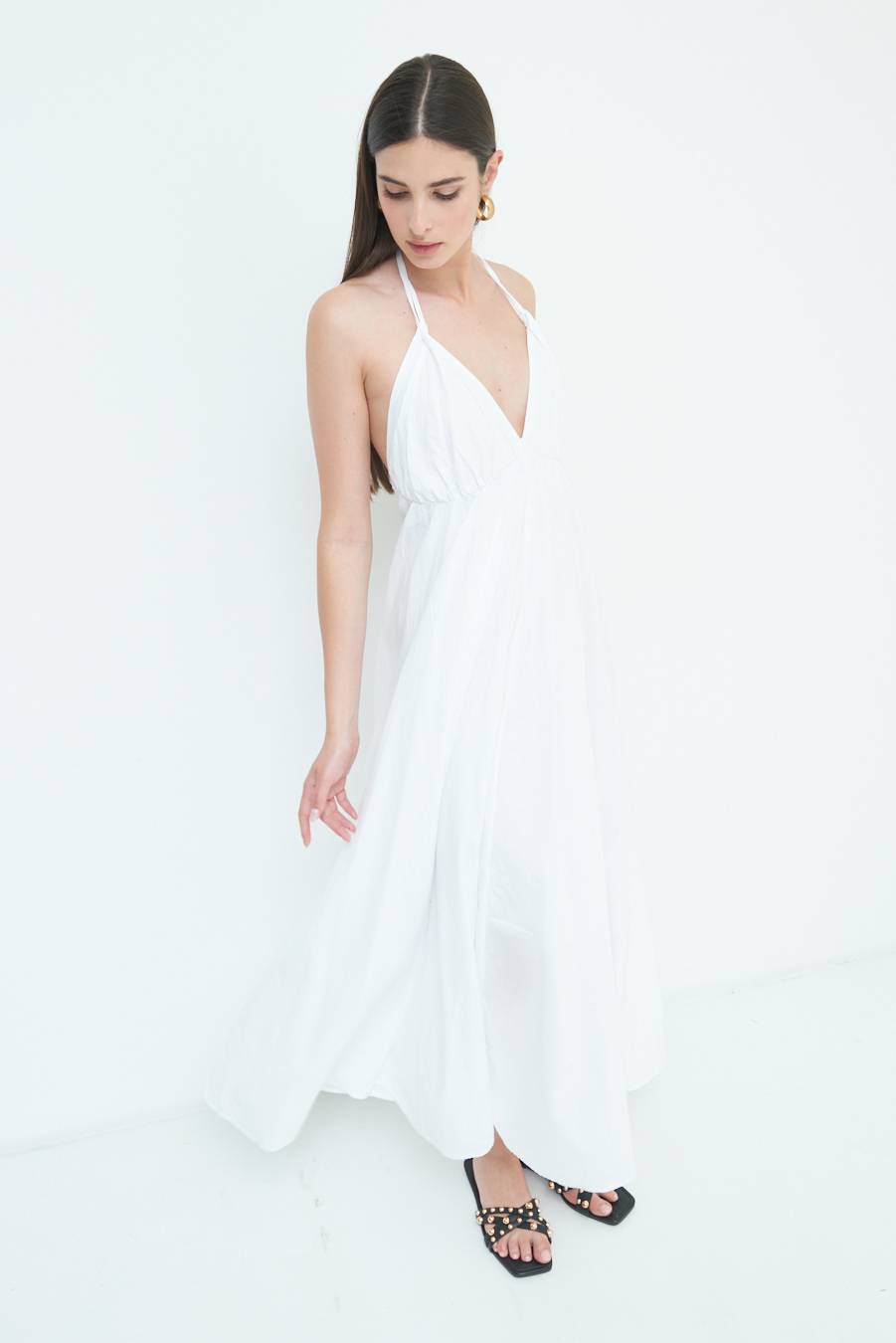 Kikisix ABITO LUNGO INCROCIATO DIETRO BIANCO Latest fashion