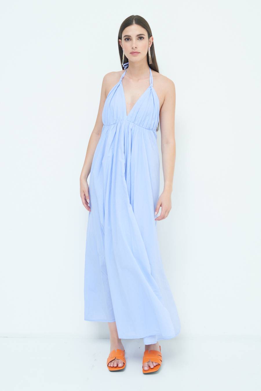 Kikisix ABITO LUNGO INCROCIATO DIETRO AZZURRO Saldi Di Fabbrica