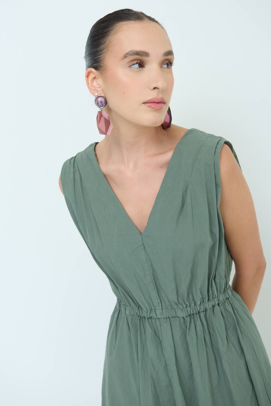 Kikisix ABITO MIDI CON ELASTICO VERDE MILITARE Grandi sconti