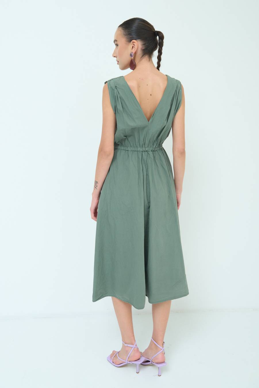 Kikisix ABITO MIDI CON ELASTICO VERDE MILITARE Grandi sconti
