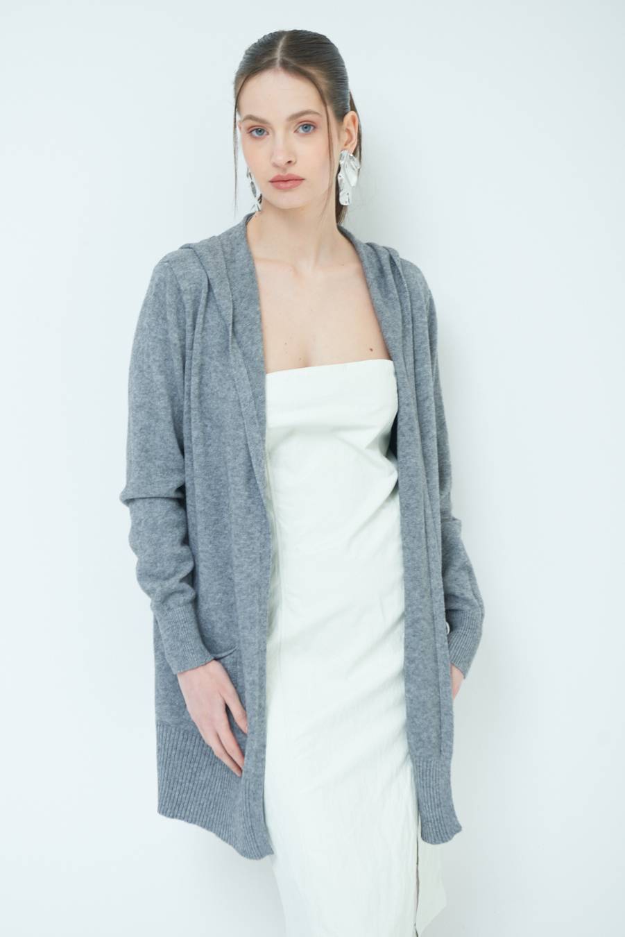 Kikisix CARDIGAN CON DUE TASCHE GRIGIO Italy