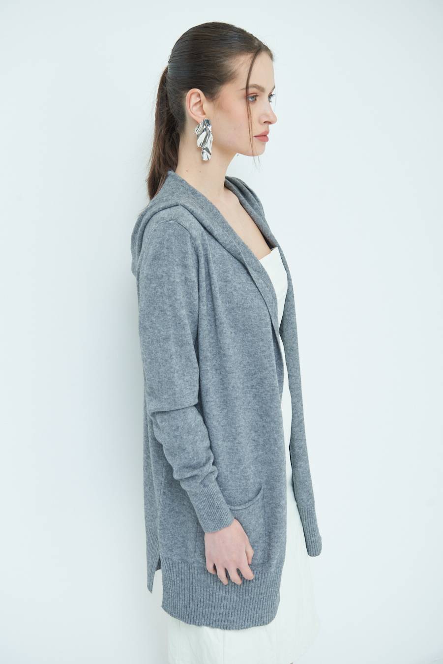 Kikisix CARDIGAN CON DUE TASCHE GRIGIO Italy