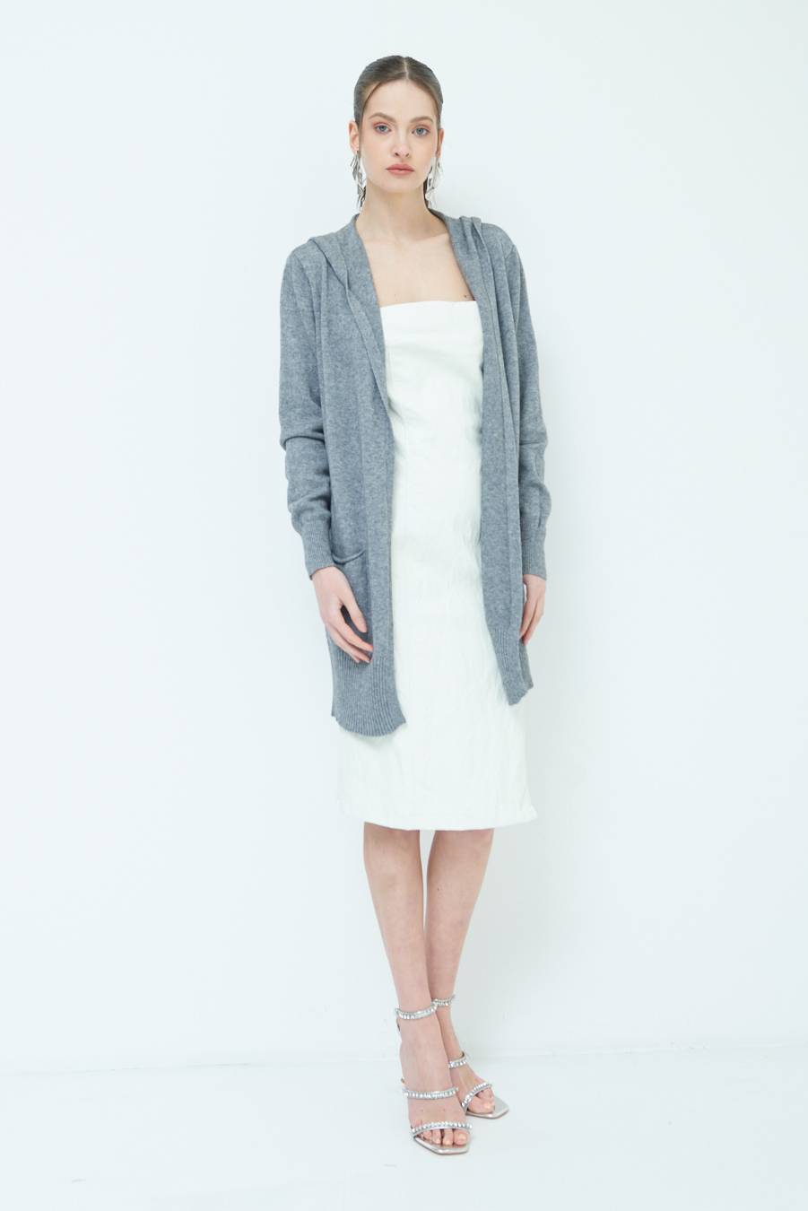 Kikisix CARDIGAN CON DUE TASCHE GRIGIO Italy