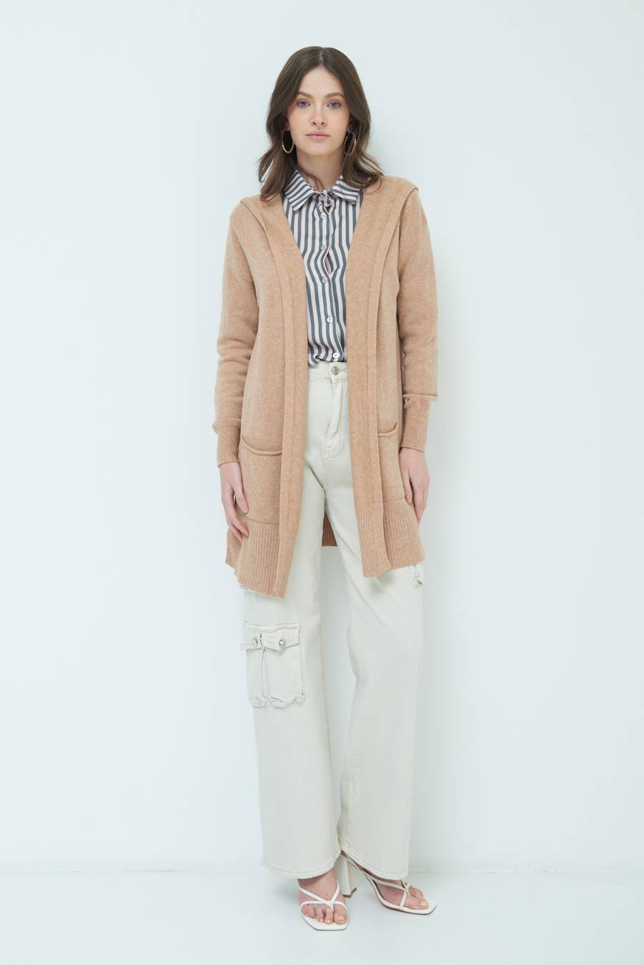 Kikisix CARDIGAN CON DUE TASCHE CAMMELLO Italia