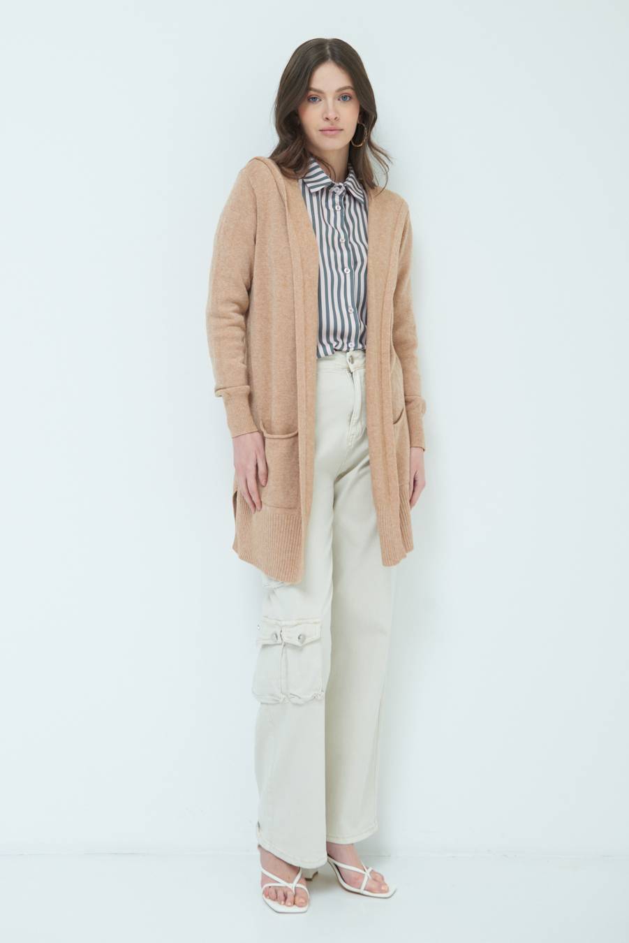 Kikisix CARDIGAN CON DUE TASCHE CAMMELLO Italia