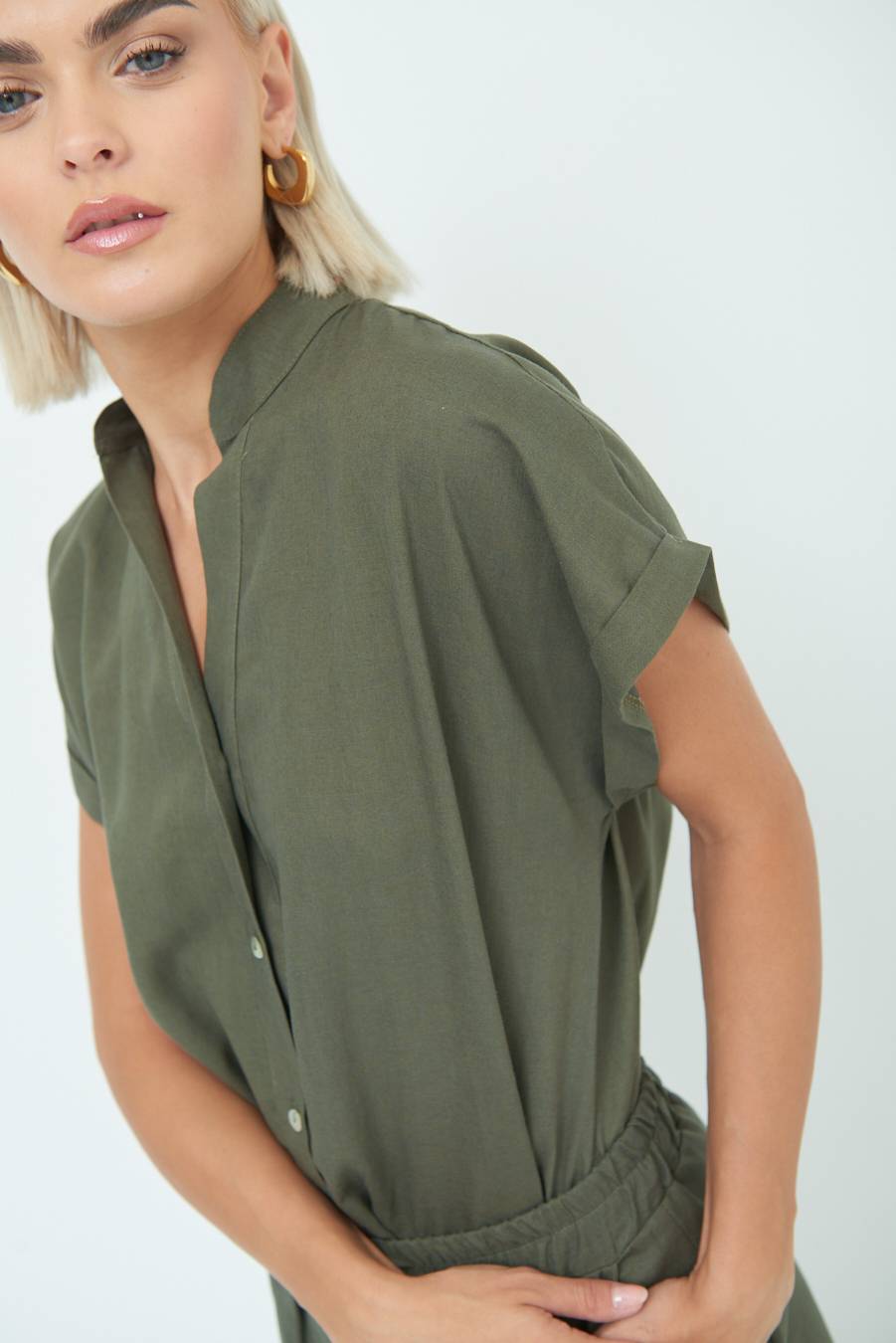 Kikisix CAMICIA MANICA ALETTA VERDE MILITARE Spedizione Gratuita