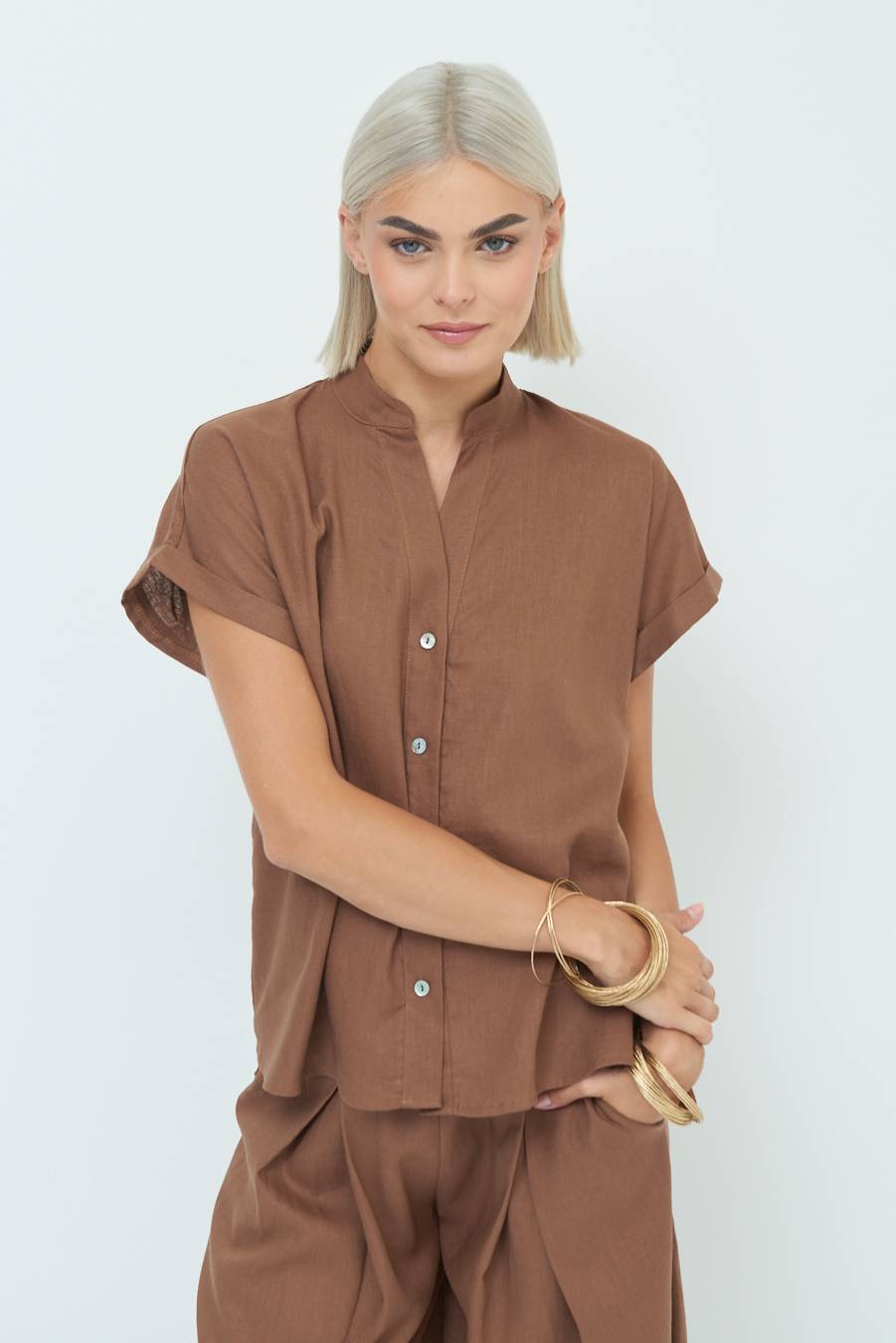 Kikisix CAMICIA MANICA ALETTA CIOCCOLATO Pezzi Unici