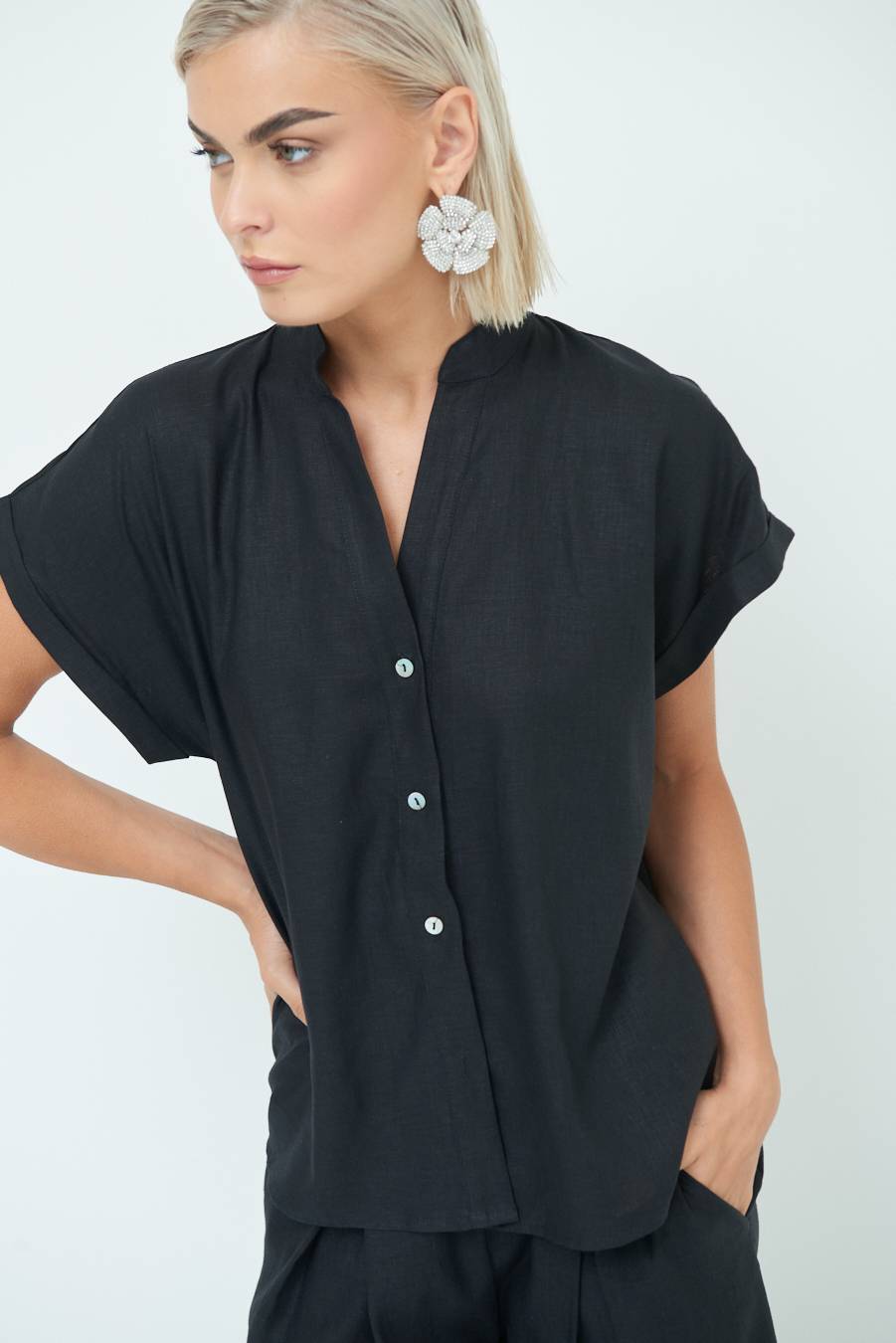 Kikisix CAMICIA MANICA ALETTA NERO Soddisfazione Garantita