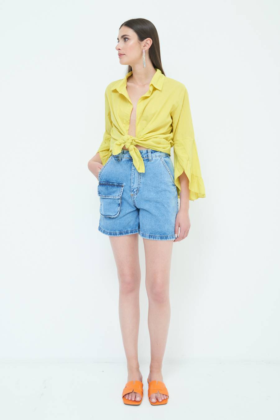 Kikisix CAMICIA MUSSOLA CON NODO LIMONE Consegna Veloce