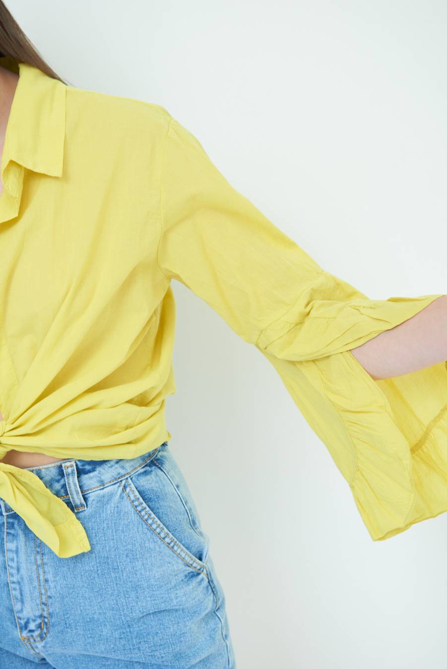 Kikisix CAMICIA MUSSOLA CON NODO LIMONE Consegna Veloce