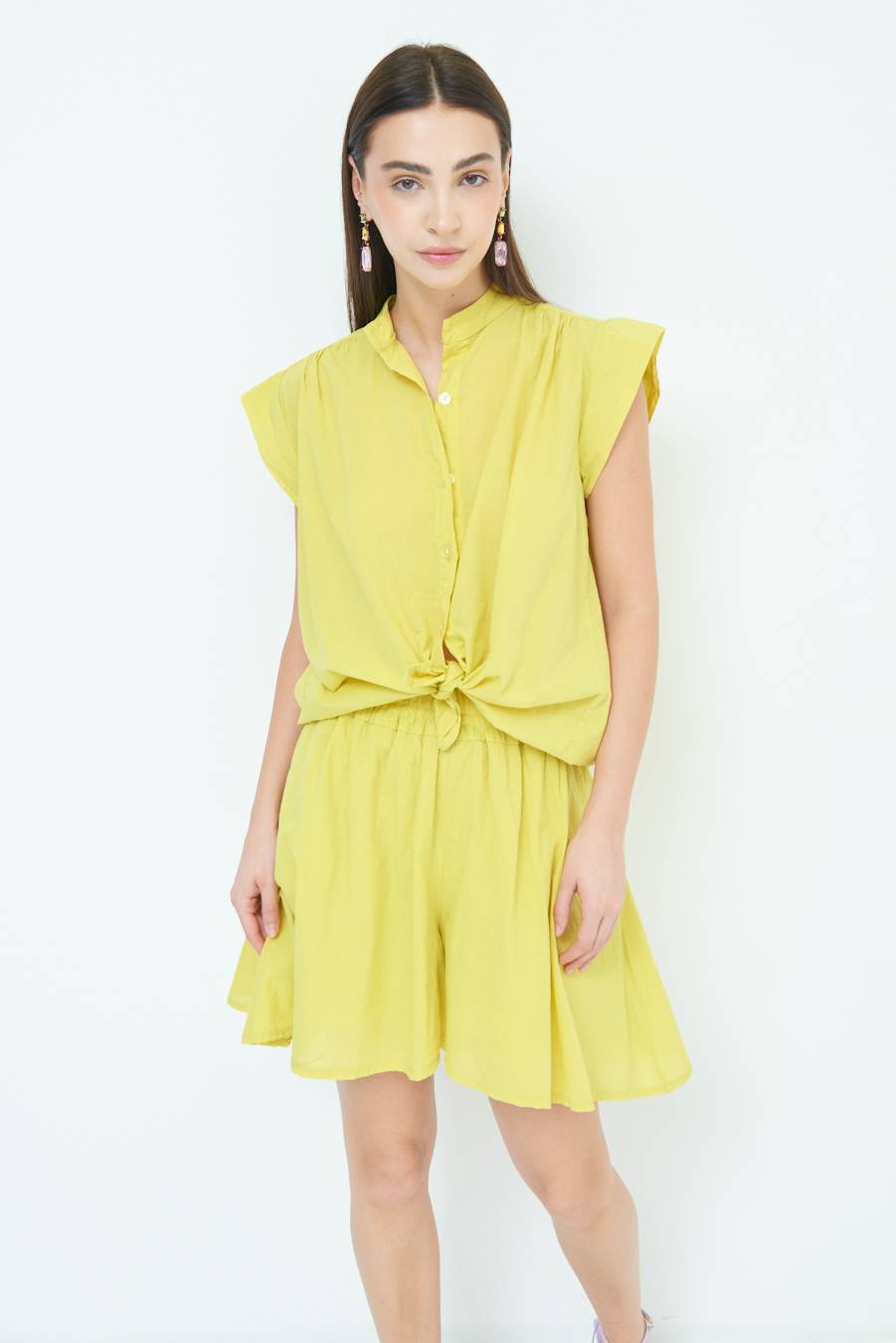 Kikisix CAMICIA SMANICATA CON NODO LIMONE Offerta