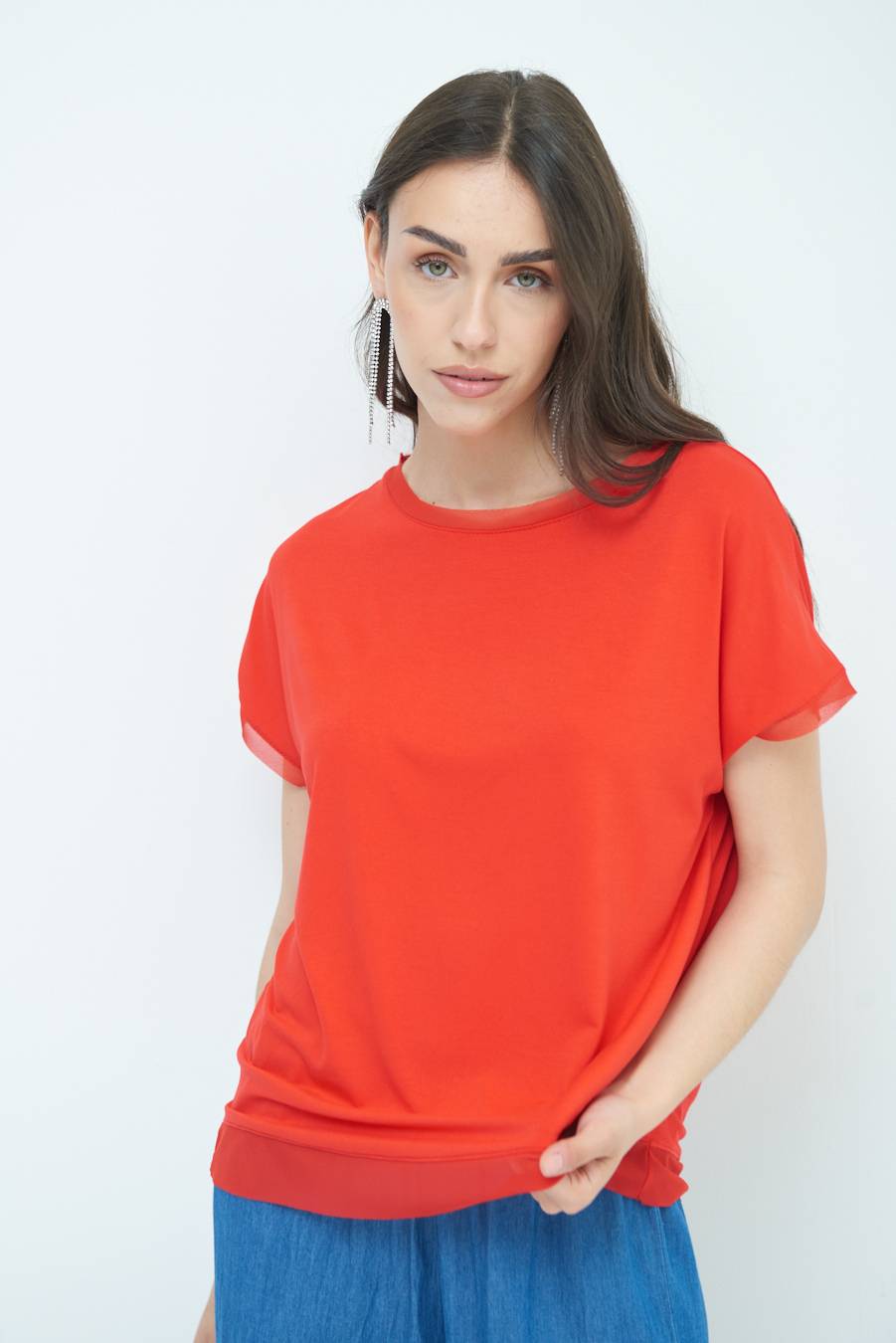 Kikisix MAGLIA PROFILO GEORGETTE ROSSO Online