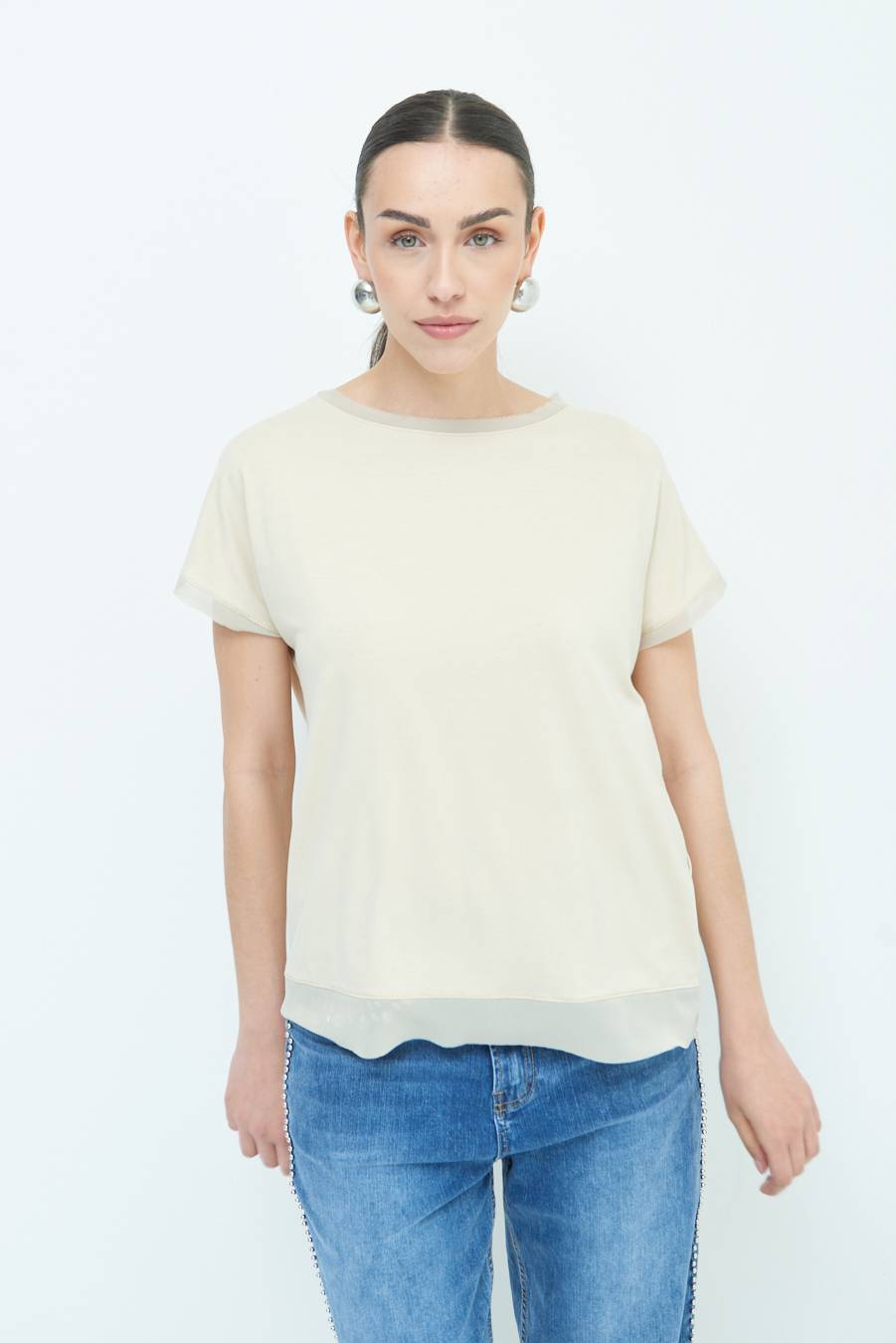 Kikisix MAGLIA PROFILO GEORGETTE BEIGE Offerte
