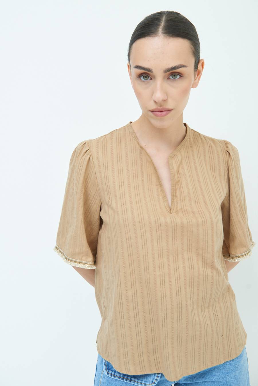 Kikisix CASACCA CON INSERTO ORO TABACCO In Linea