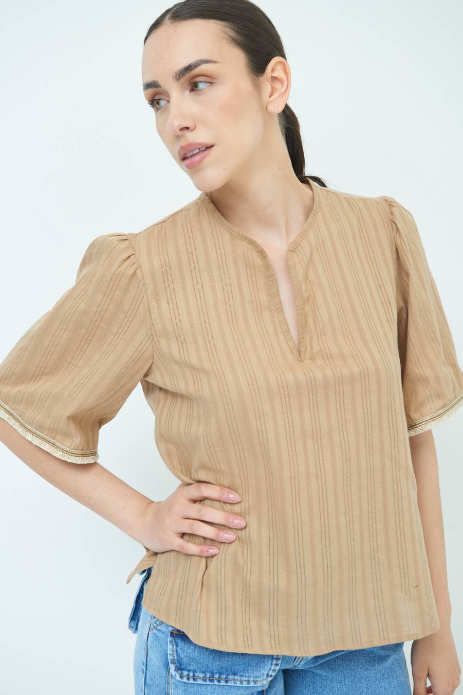 Kikisix CASACCA CON INSERTO ORO TABACCO In Linea