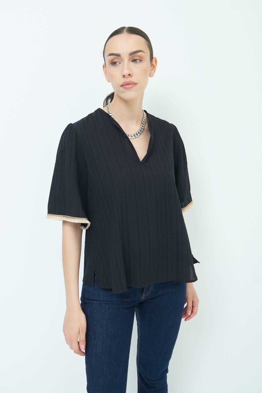 Kikisix CASACCA CON INSERTO ORO NERO Nuovo