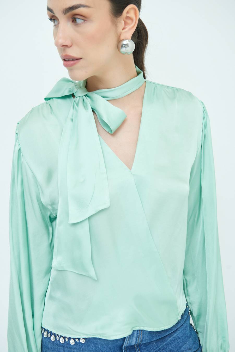 Kikisix CASACCA INCROCIO RASO VISCOSA VERDE Vendita