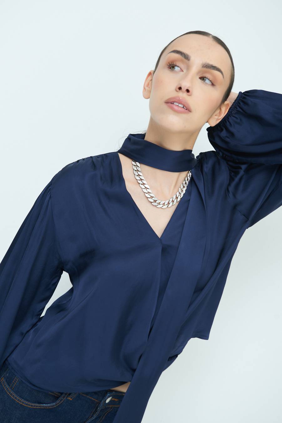 Kikisix CASACCA INCROCIO RASO VISCOSA BLU Qualità Garantita