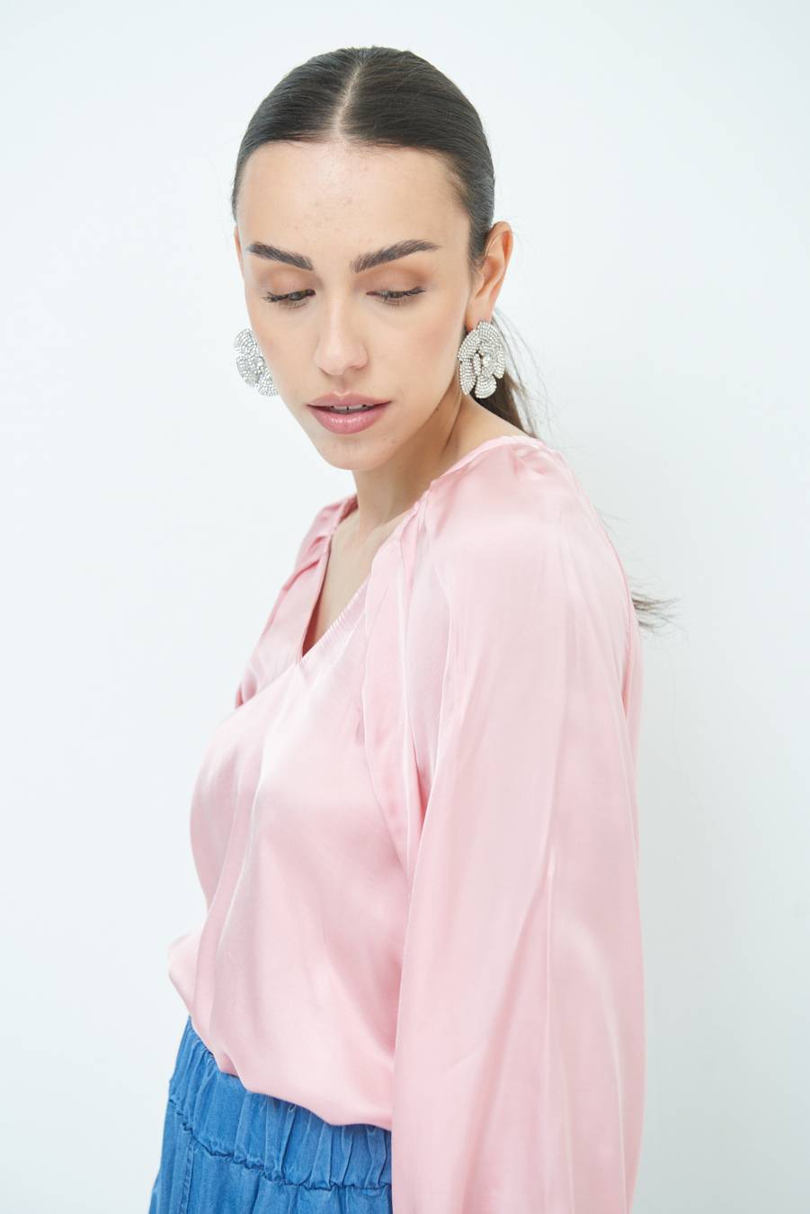 Kikisix CASACCA SCOLLO V RASO VISCOSA ROSA Acquista Ora