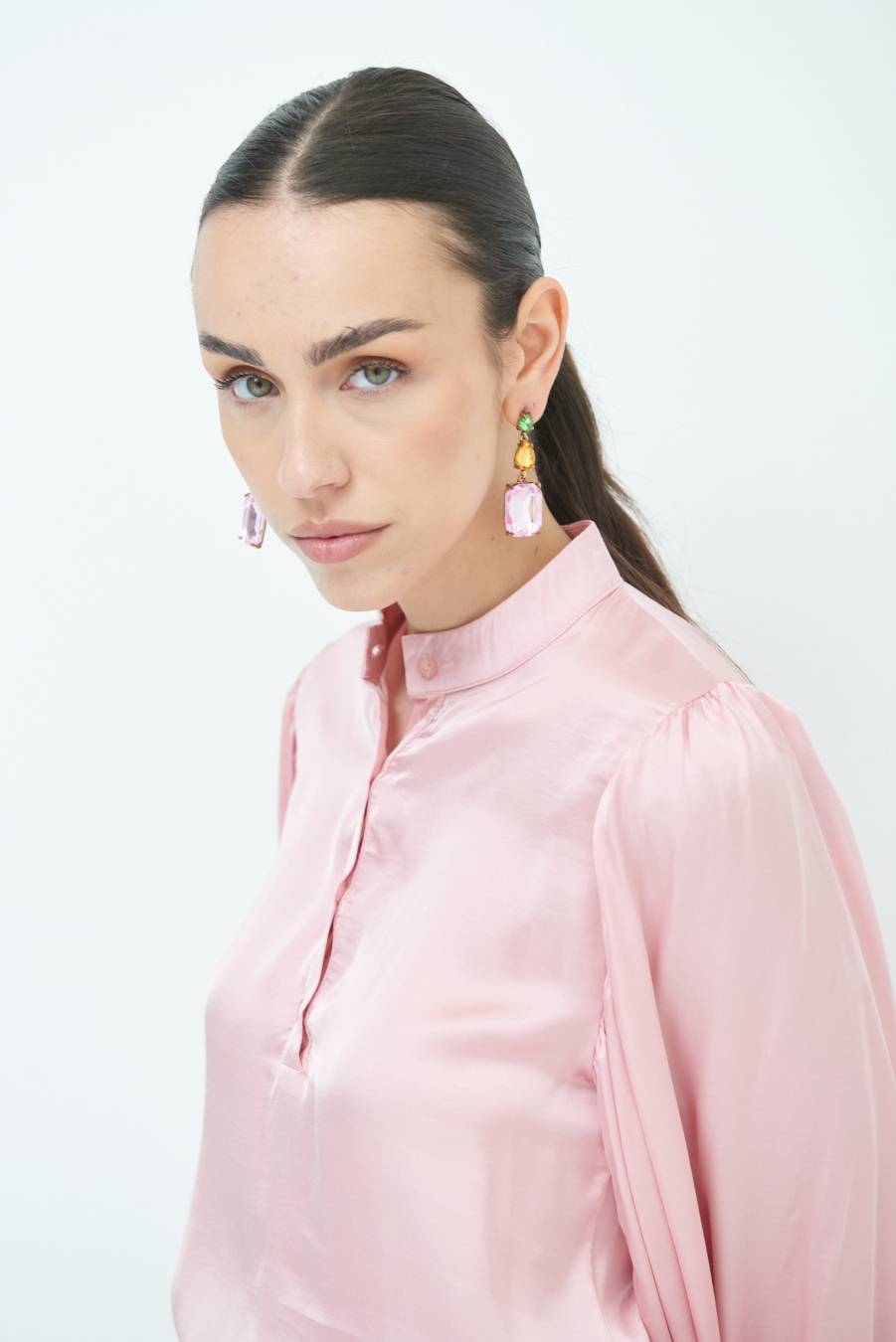 Kikisix CAMICIA POLO RASO VISCOSA ROSA Prezzo Ridotto